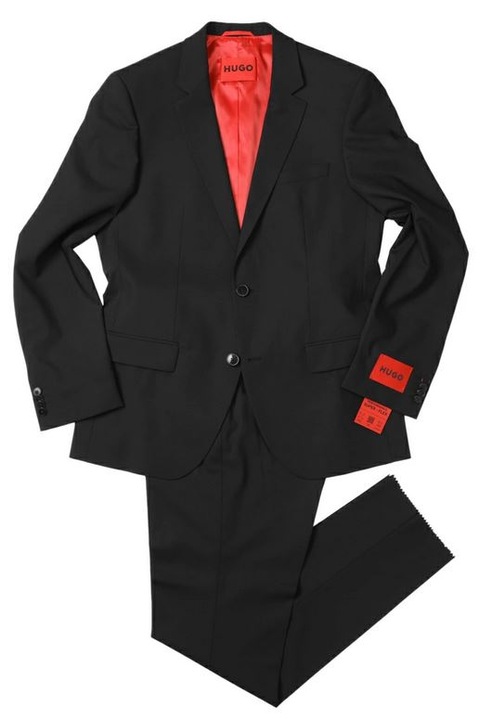 Мъжки костюм, Hugo, Полиестер, Черен/Червен, Червен/Черен