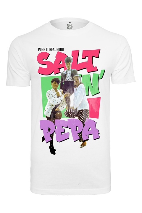 Merchcode, Tricou din bumbac cu imprimeu cu Salt-N-Pepa, Rosu/Alb/Roz