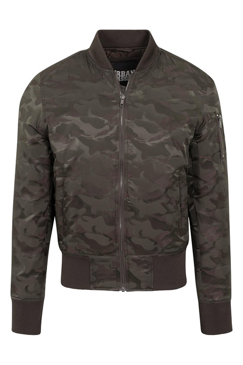 Urban Classics, Jacheta bomber cu model camuflaj, Kaki, L