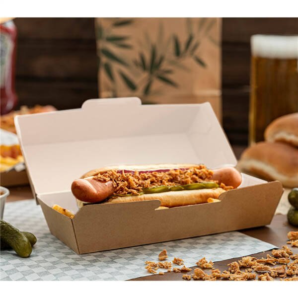 Conchiglie Hot Dog ThePack In Cartone Ondulato Nano-micro – 50 Pezzi Da 23,2x9x6,3 Cm, Resistenti A Oli E Grassi, Biodegradabili E Riciclabili