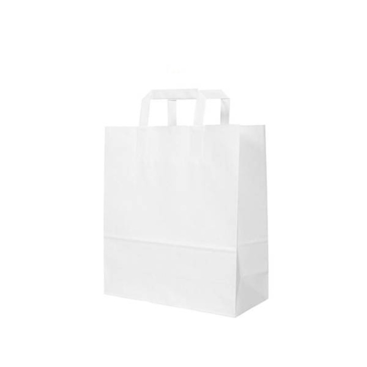 Set 250 pungi cu maner, Hartie, Alb, 32 x 22 x 25 cm