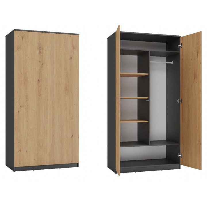 Dulap, Topeshop, PAL laminat, Negru/Maro