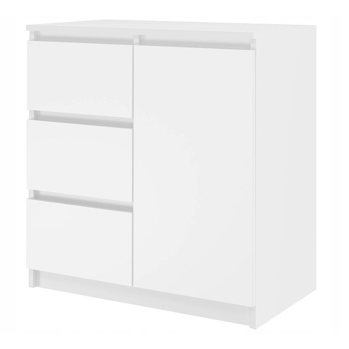 Comoda cu 3 sertare, Topeshop, PAL, 40x80x75 cm, Alb