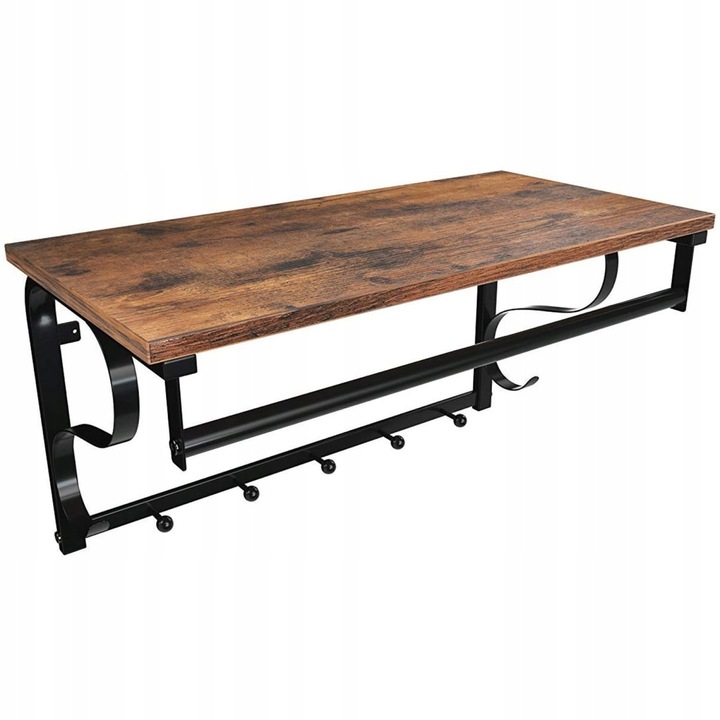 Raft cu agatatori baie, Oskar, Negru/Maro