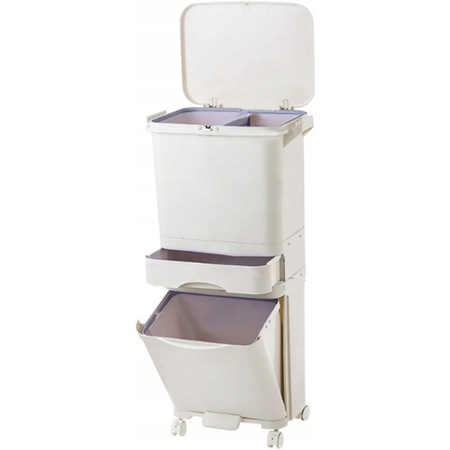 Cos container deseuri pentru separare, GMM Group, 42L, Crem - eMAG.ro