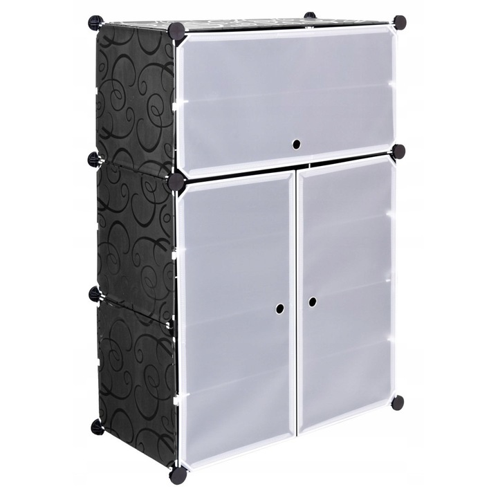 GMM Group moduláris cipőszekrény, Rakia, Fém/ABS, Fekete