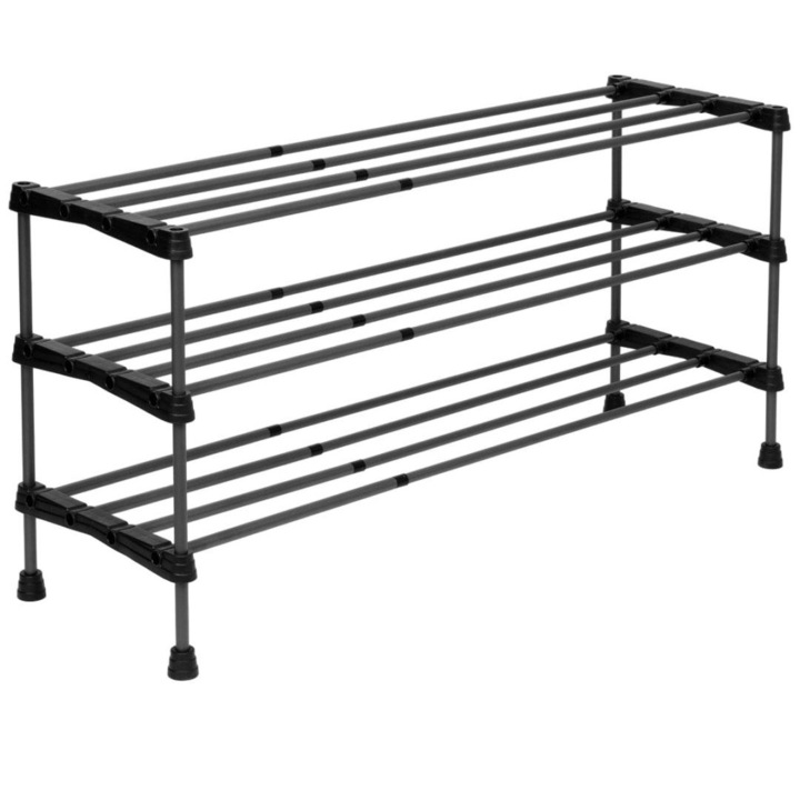 GMM Group cipőtartó, Arisa, 3 polc, polipropilén/acél, fekete