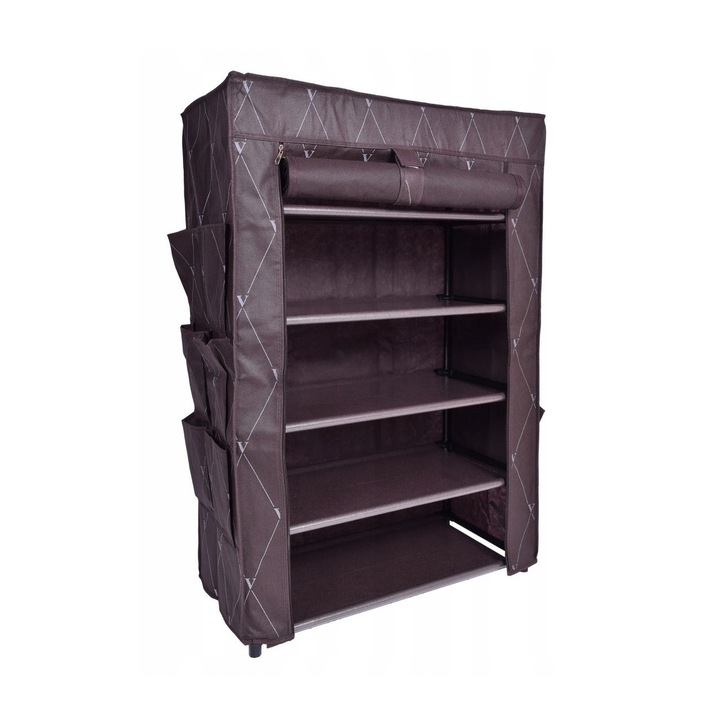 GMM Group cipős szekrény, 5 polcos, 60x30x90cm, acél/textil, barna