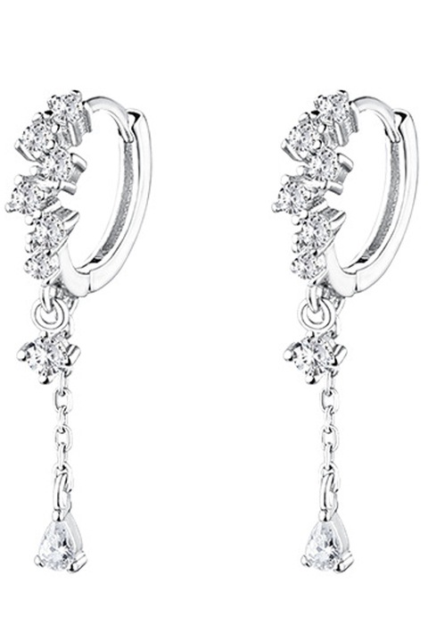 Cercei dama, Vaxiuja, lacrima, dama, ciucuri, 22 mm, cupru, argint