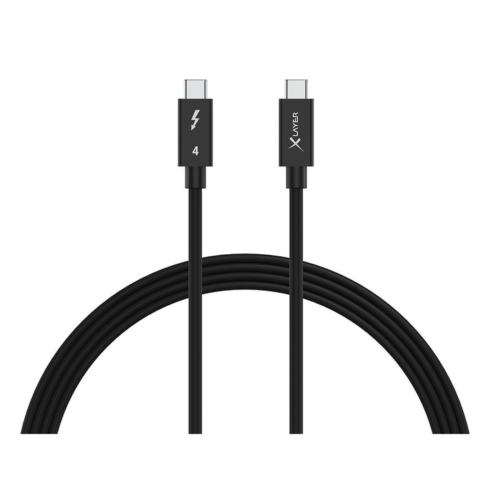 Cablu Thunderbolt 4 XLayer USB-C la USB-C, 1m, 240W, 40 Gbit/s, USB 4.0, black