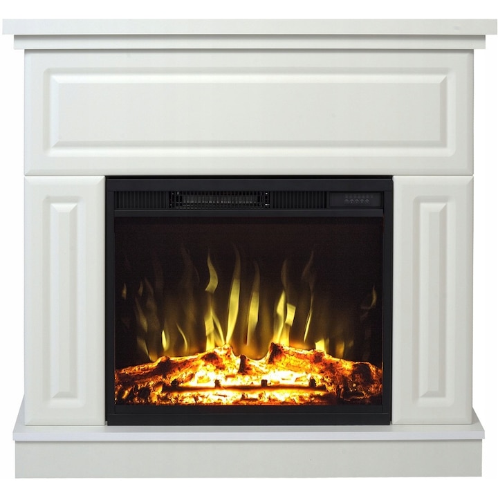 Semineu electric LED, AFLAMO, Alb/Negru