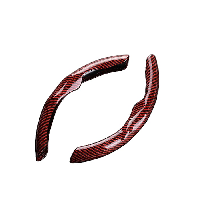 Комплект от 2 капака за волан от въглеродни влакна с размери 29 x 3,5 x 3 cm, лесни за инсталиране, Fiber Glossy Red