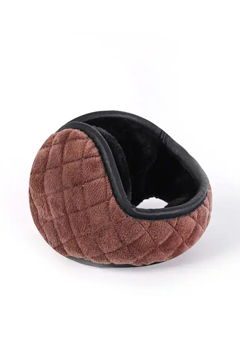 Casti de protectie impotriva frigului si a vantului pentru barbati, model care se poarta pe spatele capului, tesatura romburi, pliabile, marime universala, maro, EFAYN