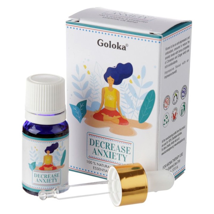 Ulei esential natural pur GOLOKA, pentru eliminarea anxietatii, 10 ml