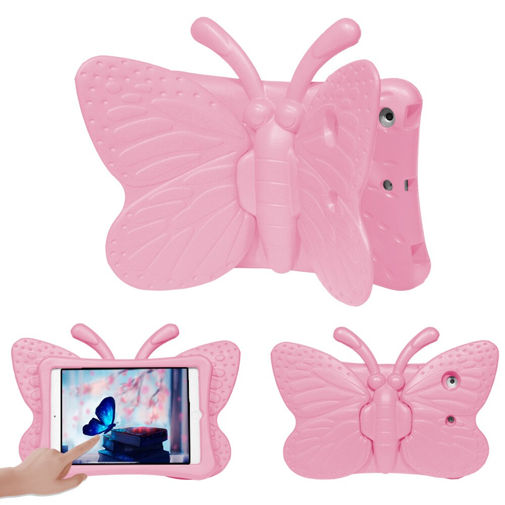 Husa De Protectie Pentru Tableta Pentru Copii, Ideas4Comfort®, Husa Tableta Burete, Model Fluture 3D Amuzant, Compatibila Samsung Tab A T290 2019, 8 Inch, 210x127 mm, Antisoc Rezistenta La Lovituri, Acces La Toate Porturile, Carcasa Vesela Copii, Roz