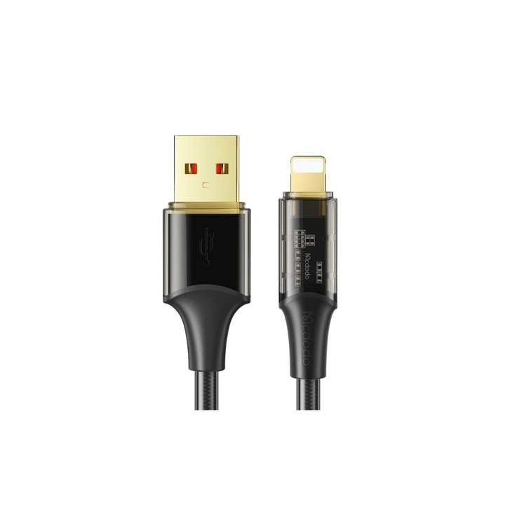 Cablu Mcdodo Amber Series Fast Charging USB la compatibil Lightning, 1.2m, Negru