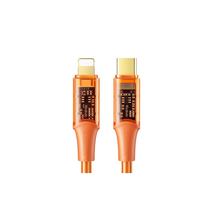 Kábel Mcdodo Amber Series gyorstöltő Type-C kompatibilis Lightning, 36W, 1, 2m, narancssárga