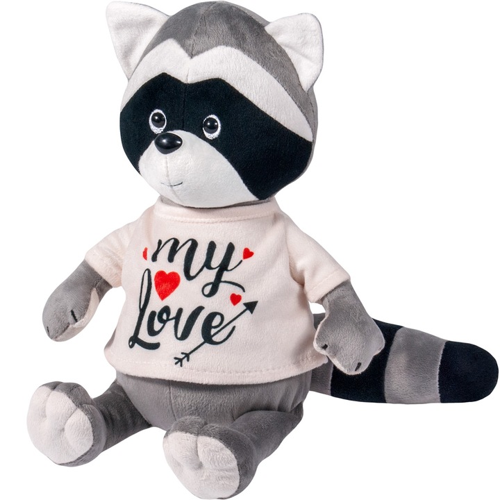 Плюшена играчка Stip - gray boy raccoon, 36 см