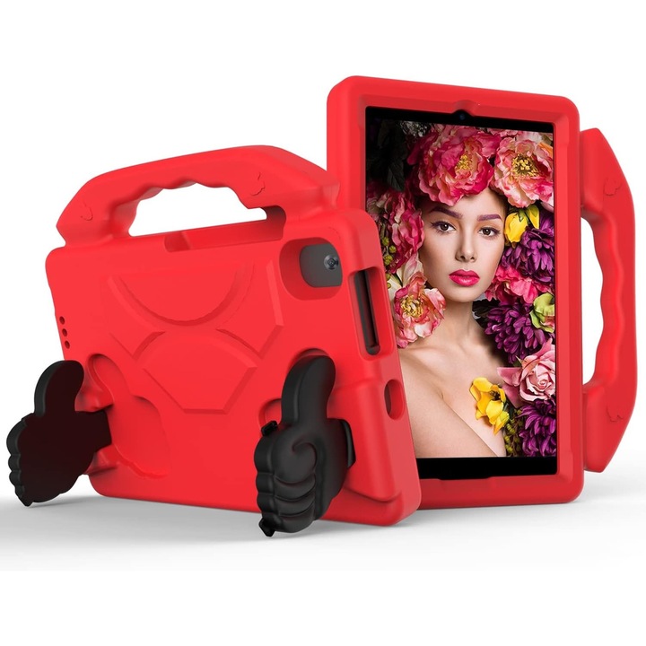 Sigloo állványburkolat, Samsung Galaxy Tab A8 2022/2021-hez, 10,5 hüvelykes X200, X205, 360 védelem, Ütésálló, Piros