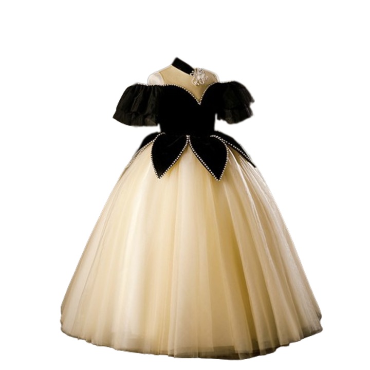 Rochita Wednesday de printesa cu perle si brosa