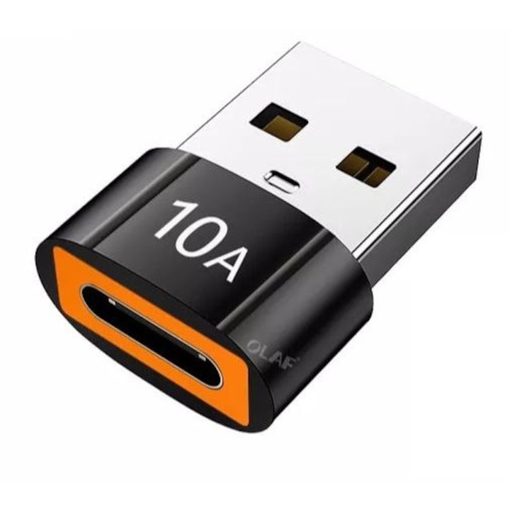Aдаптер от USB към Type C, 240W захранване, трансфер на данни, Черен