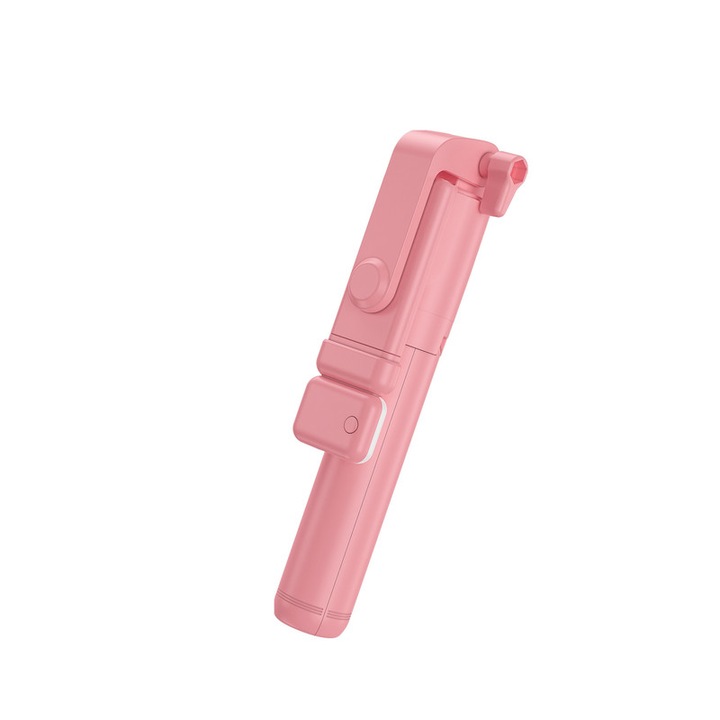 Selfie Stick Állvány, Chigoods, Bluetooth, LED, 74 cm, Andorid/iOS rendszerrel kompatibilis, rózsaszín