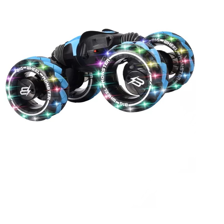 Masinuta Twist Air Gesture Car, Alhena®, Stunt Car, telecomanda 2.4 GHz, telecomanda ceas, control gestual, lumini led, sunete, 86 Albastru, 41,3 X 12 X 31,5 CM