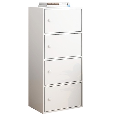 Comoda, 4 rafturi, Alb, 102x40x30 cm, BADU, lemn