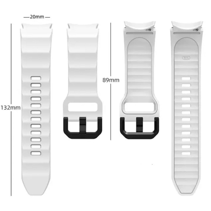 Curea silicon Rugged Sport Band, compatibila cu smartwatch Samsung Galaxy Watch 4/5/5/6/6PRO classic, dimensiuni ecran 40, 42, 44, 45, 46, 47mm, Rosu