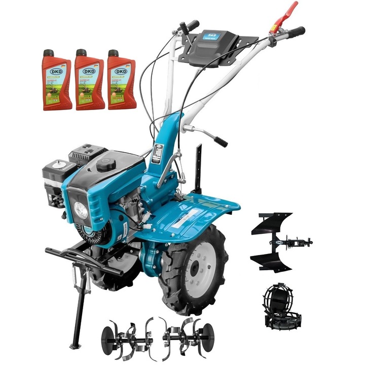 Motocultor Profesional Dakard Hs 1000B New, 7Cp, Capota cu Far, Freze Ajustabile 60-80Cm, Roti Metalice, Plug Reversibil, 3l Ulei, 4 piese