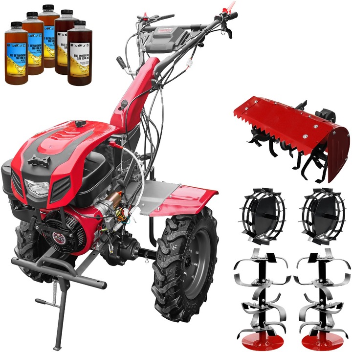Motocultor Weima WM 1100FE-6, cu diferential, pornire electrica, motor 16 CP, 6 viteze, latime lucru 110 cm, freze, roti 5x12, reductor usor/greu, roti metal, freza tractata, 5l ulei