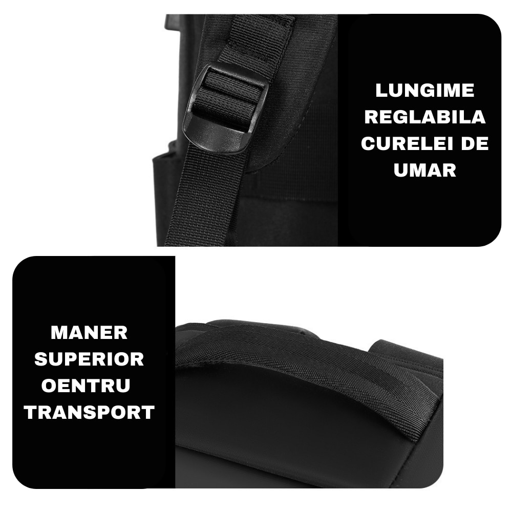 Rucsac Laptop 15.6” KUALIBO®, Multifunctional, 20-35 L, WATERPROOF, Port USB, Sistem Inchidere Antifurt, Materiale de Inalta Calitate, Design 3D Rezistent la Lovituri, Extraconfortabil, Distribuie Greutatea Uniform, Curea Atasare Pe Troler