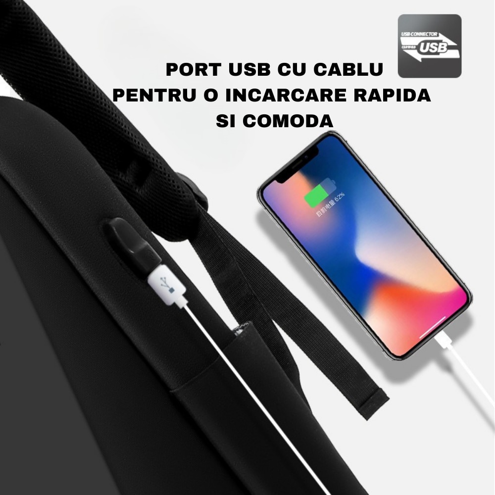 Rucsac Laptop 15.6” KUALIBO®, Multifunctional, 20-35 L, WATERPROOF, Port USB, Sistem Inchidere Antifurt, Materiale de Inalta Calitate, Design 3D Rezistent la Lovituri, Extraconfortabil, Distribuie Greutatea Uniform, Curea Atasare Pe Troler