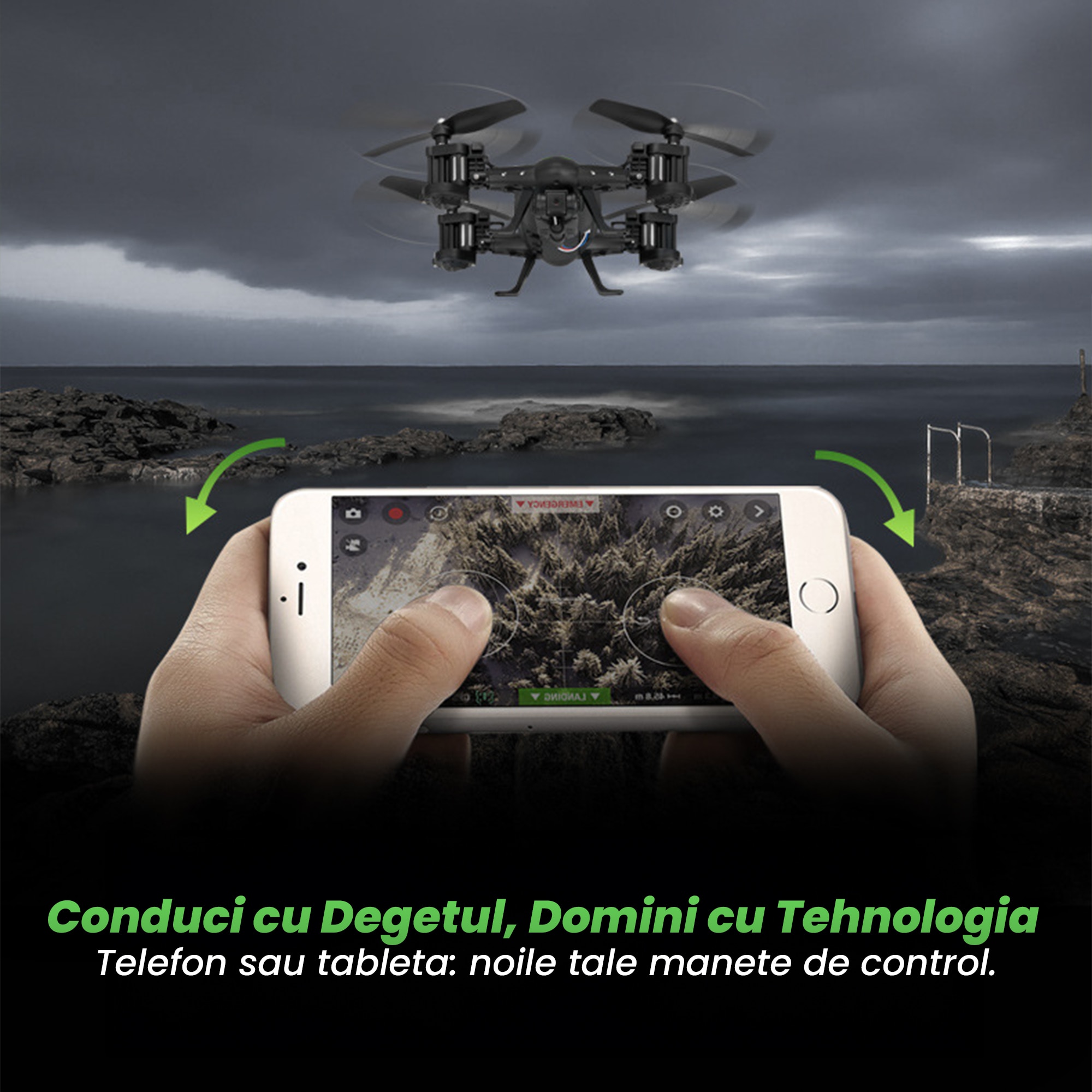 Drona cu telecomanda Timebox, conectivitate WiFi, schimbare rapida