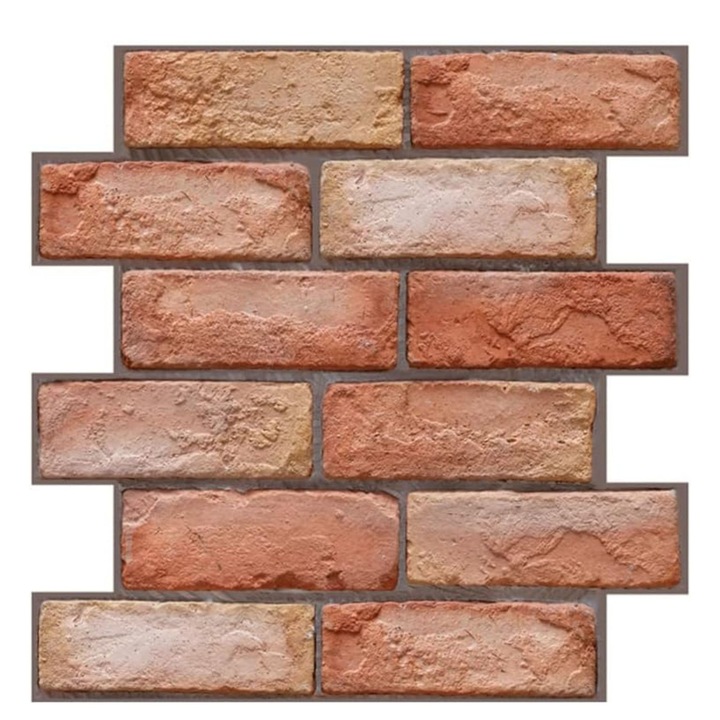 Tapet autoadeziv, model caramida, 10 buc/0,9 m² in pachet, rezistente la apa, ulei si usor de curatat, usor de instalat, design 3D realist - NYBRICK