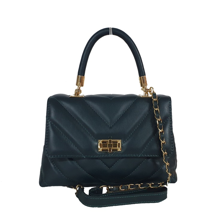 Természetes bőr táska, Dellaconte, sötétzöld CC898