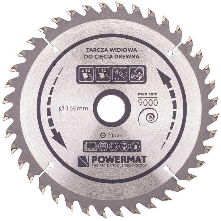 Disc circular pentru lemn, 160 x 20, 60 dinti, vidia, Powermat