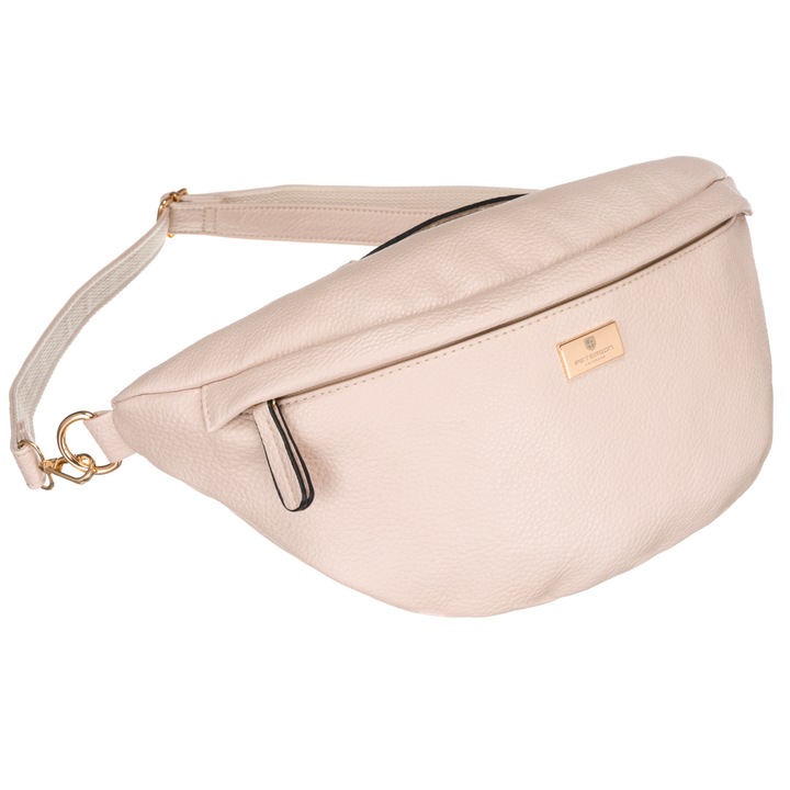 Női táska, ökológiai bőr, világos bézs, Peterson, ner-ale-3, 20 x 38 x 12 cm