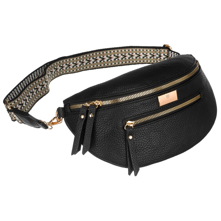 Geanta dama, piele ecologica, black, Peterson, ptn ner-ale-5, 16 x 28 x x10 cm