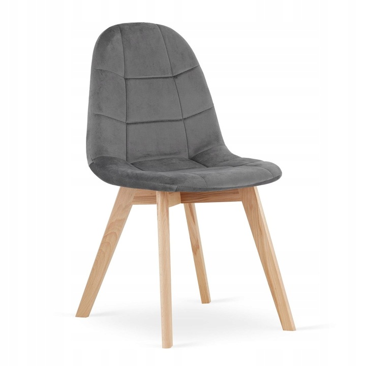 Комплект 2 тапицирани стола, Leobert, Bora, Velvet/Wood, Dark Grey