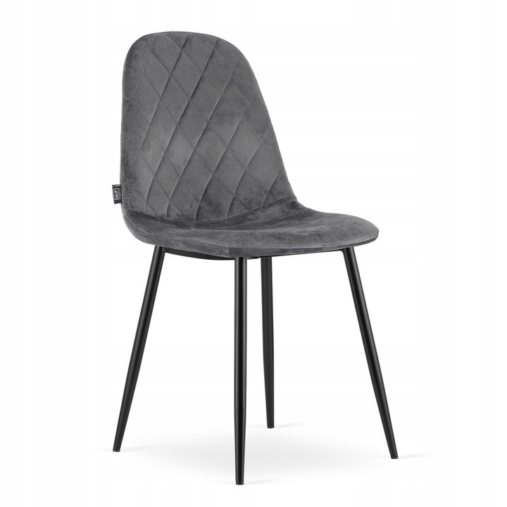 4 db Asti szék készlet, Bársony/Fém, 87,5 cm, Szürke