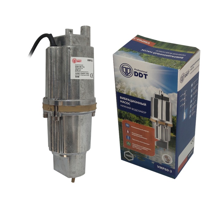 Pompa submersibila apa curata, pe vibratii DDT-Professional, VMP 60-3, 250 W