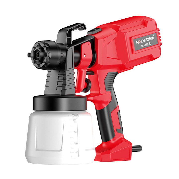 Elektromos festékpisztoly, Akkumulátor, 2600W, 1000ml, Piros,