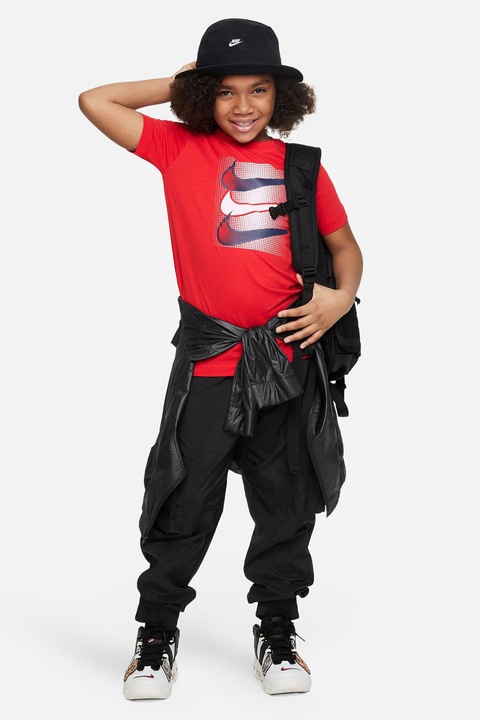 Nike, Памучна тениска с лого, Червен