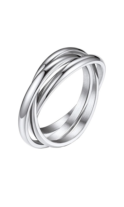 Női gyűrű, Vaxiuja, szorongásoldó, 3 szalag, titán acél, 54,7 mm, Ezüst