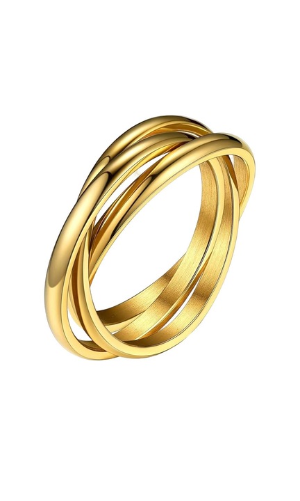 Női gyűrű, Vaxiuja, szorongásoldó fonat, 3 szalag, titán acél, 54,7 mm, Arany