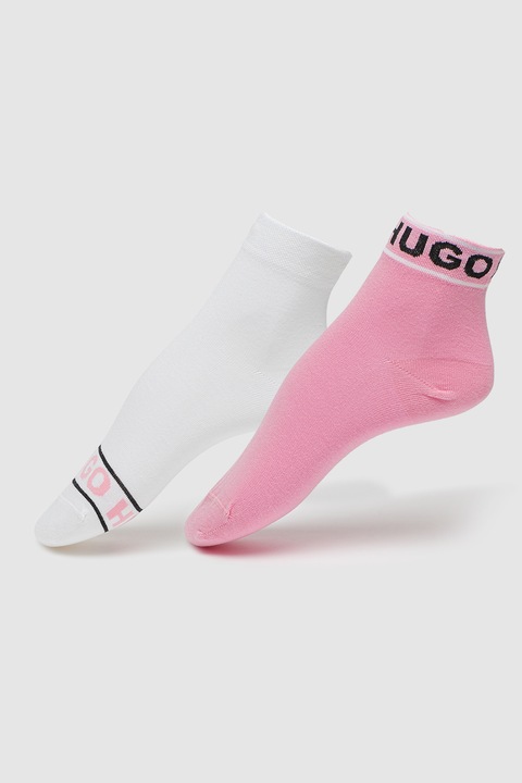 HUGO, Къси чорапи - 2 чифта, Бял/Черен/Фуксия, 35-38