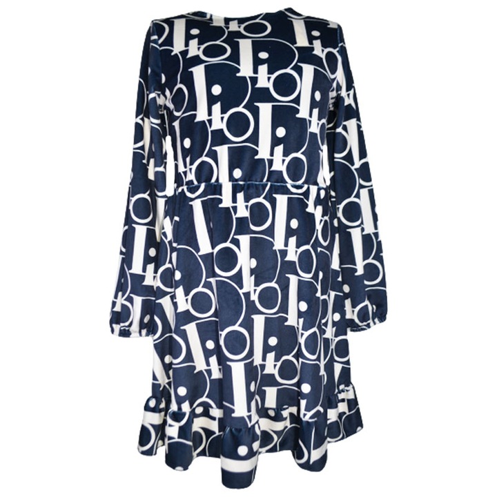 Rochie eleganta din catifea cu maneca lunga pentru fete Catherine 071123-3-92, Bleumarin 103584