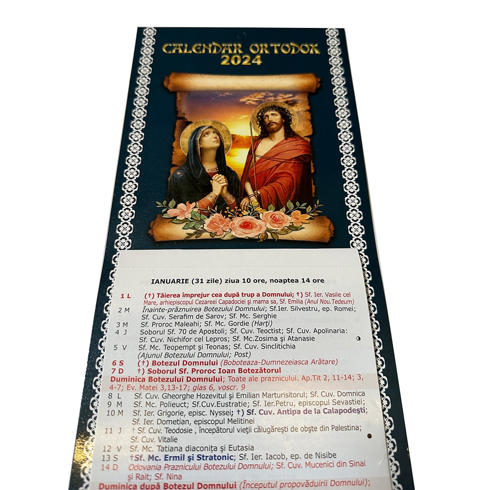 Calendar de Perete "Batranesc", Crestin Ortodox, 2024, albastru, Vision