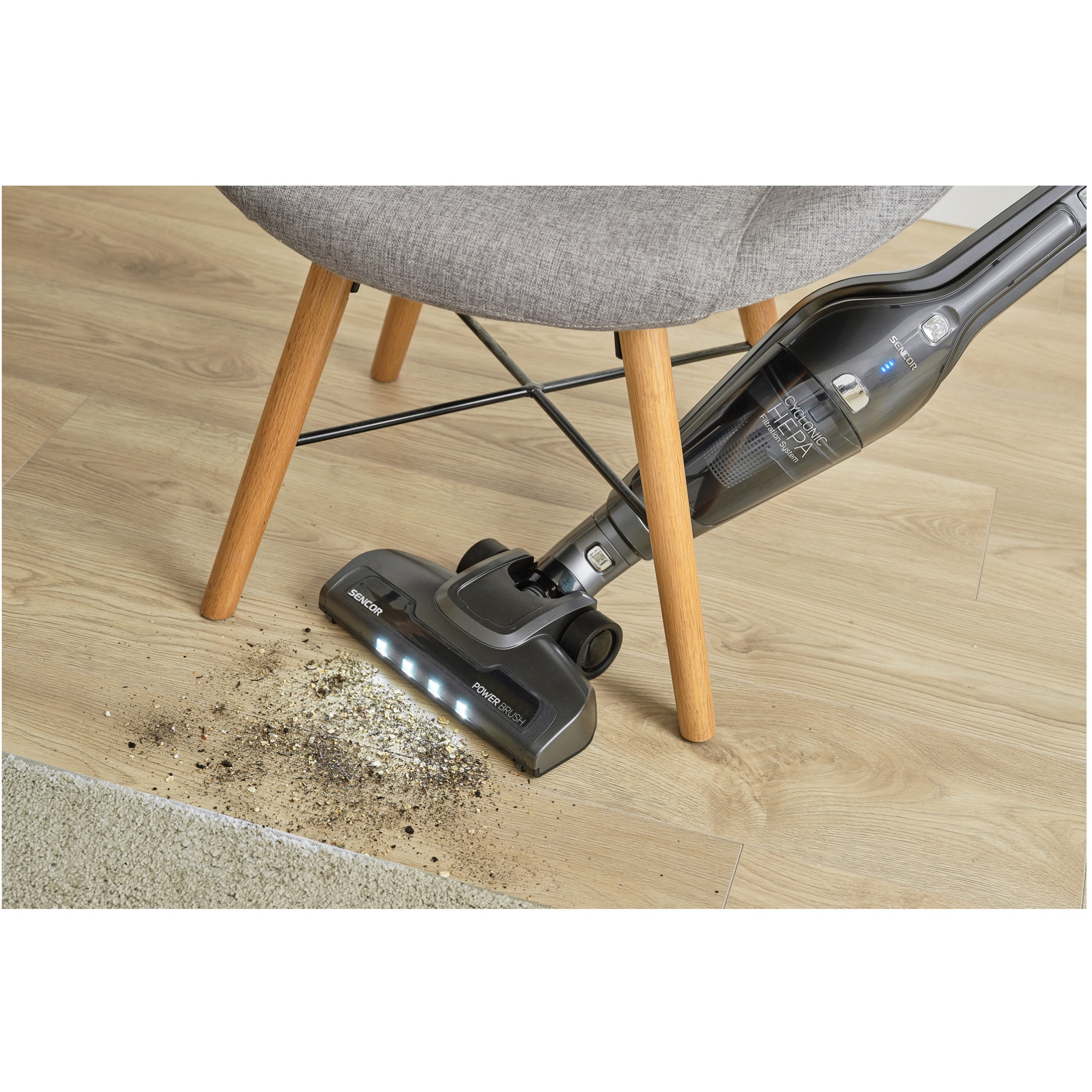 Aspirator fara fir, Sencor, SVC 8668AT, Rezervor 0.5l, Timp de functionare 45 min, 2 nivele, Functie MOP, HEPA